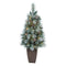 3.5’ Frosted Tip British Columbia Mountain Pine Artificial Christmas Tree with 50 Clear Lights, Pine Cones and 112 Bendable Branches in Metal Planter-Christmas Tree-Parc Decor