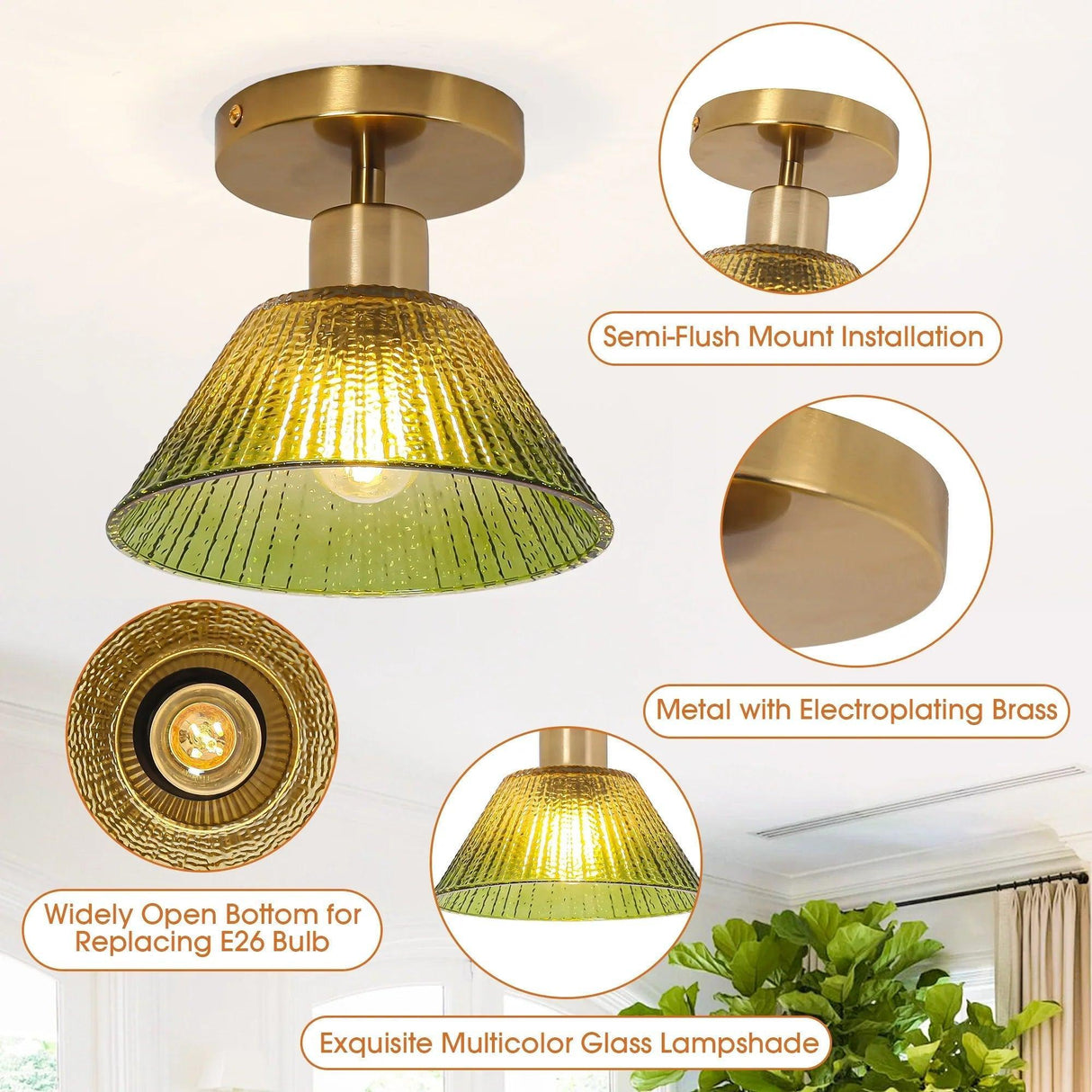 3.5 Inch Paula 1-Light Semi-Flush Mount Ceiling Light