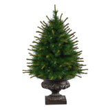 3.5’ New England Pine Artificial Christmas Tree with 50 Clear Lights and 117 Bendable Branches in Iron Colored Urn-Christmas Tree-Parc Decor