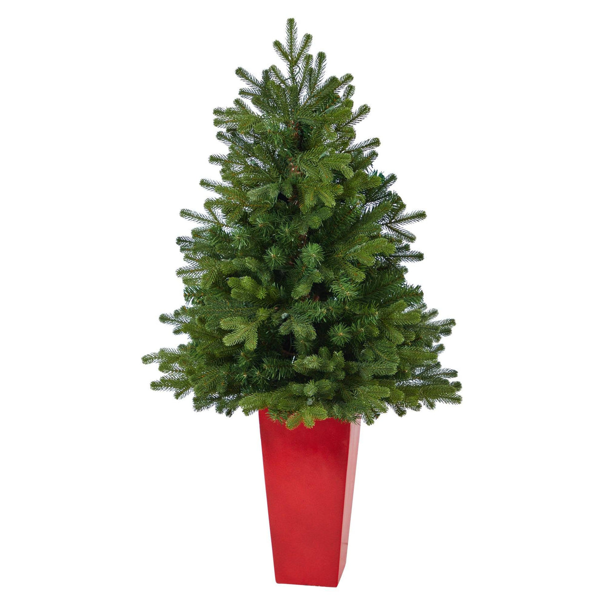 3.5’ Washington Fir Artificial Christmas Tree with 50 Clear Lights in Tower Planter-Christmas Tree-Parc Decor