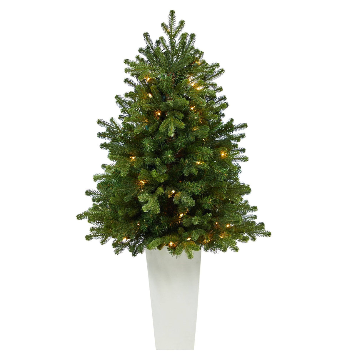 3.5’ Washington Fir Artificial Christmas Tree with 50 Clear Lights in Tower Planter-Christmas Tree-Parc Decor