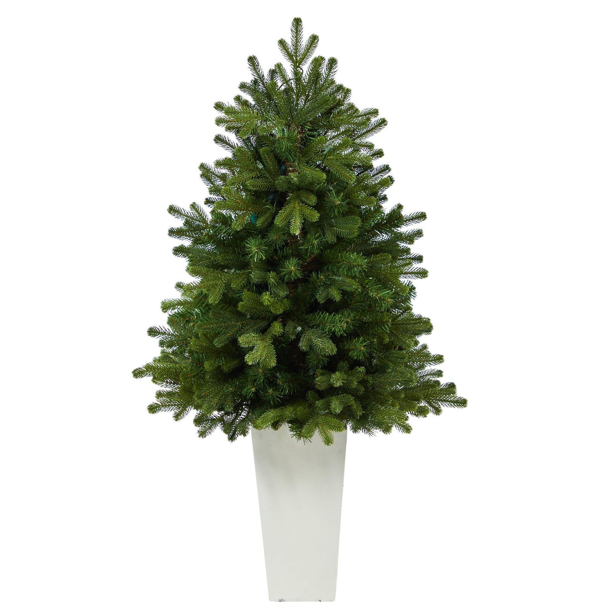 3.5’ Washington Fir Artificial Christmas Tree with 50 Clear Lights in Tower Planter-Christmas Tree-Parc Decor