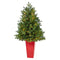 3.5’ Washington Fir Artificial Christmas Tree with 50 Clear Lights in Tower Planter-Christmas Tree-Parc Decor