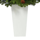 3.5’ Yukon Mountain Fir Artificial Christmas Tree with 50 Clear Lights and Pine Cones in White Planter-Christmas Tree-Parc Decor