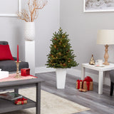 3.5’ Yukon Mountain Fir Artificial Christmas Tree with 50 Clear Lights and Pine Cones in White Planter-Christmas Tree-Parc Decor