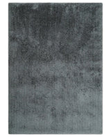 3x5, 4x6 and 5x7 Hand Woven Shag Charcoal Art Silk Soft Viscose Area Rug-Area Rug-Parc Decor