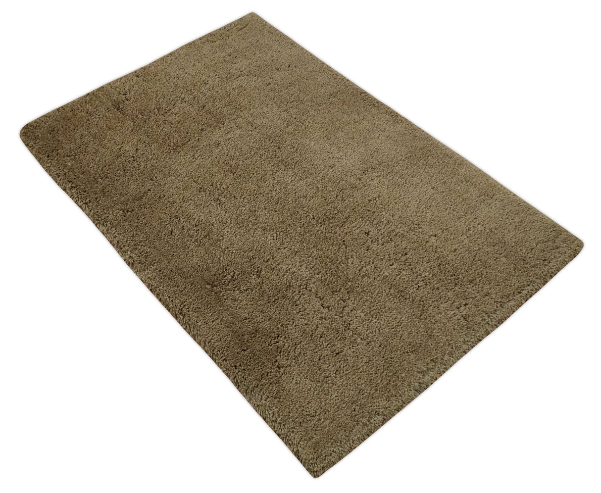 3x5, 4X6 and 5x7 Hand Woven Shag Olive Art Silk Soft Viscose Area Rug-Area Rug-Parc Decor