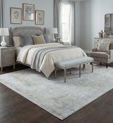 3x5 Beige, Brown and Silver Antique Finish Silk Area Rug