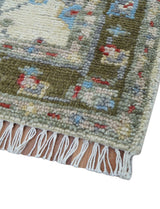 3x5 Hand knotted Beige And Blue Traditional Design Wool Area Rug