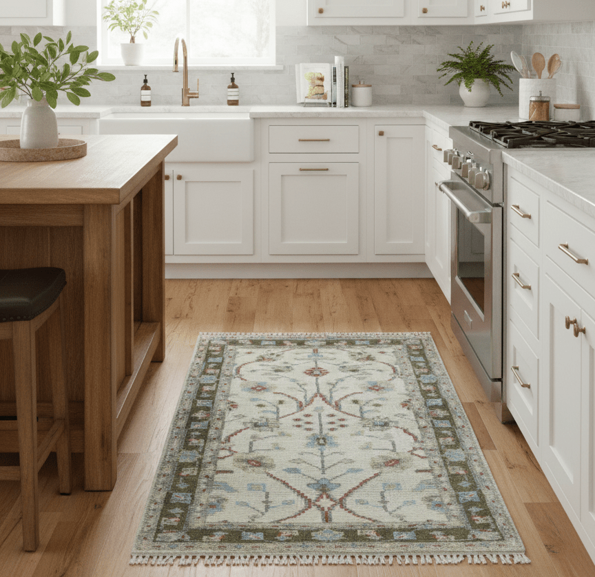 3x5 Hand knotted Beige And Blue Traditional Design Wool Area Rug