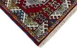 3x5 Hand Knotted Traditional Kazak Red and Ivory Wool Area Rug