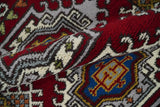 3x5 Hand Knotted Traditional Kazak Red and Ivory Wool Area Rug