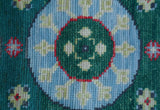 3x5 Hand knotted Traditional Khotan Design Teal Wool Area Rug
