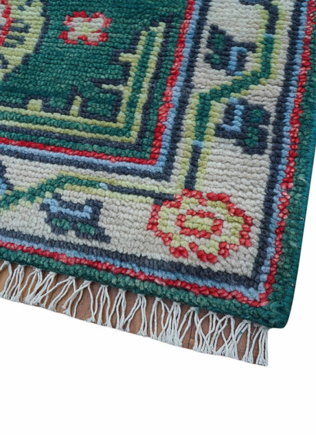 3x5 Hand knotted Traditional Khotan Design Teal Wool Area Rug