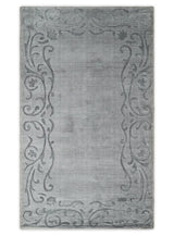 3x5 Hand Woven and Carved Silver and Gray Floral Art Silk Rug | KNT10-Area Rug-Parc Decor