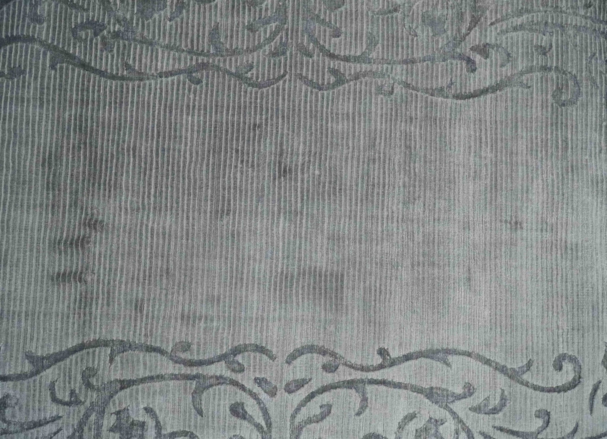 3x5 Hand Woven Silver and Gray Modern Floral Art Silk Rug