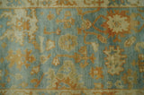 3x6 Runner Hand Knotted Blue, Beige and Rust Traditional Oushak Wool Area Rug | N338266