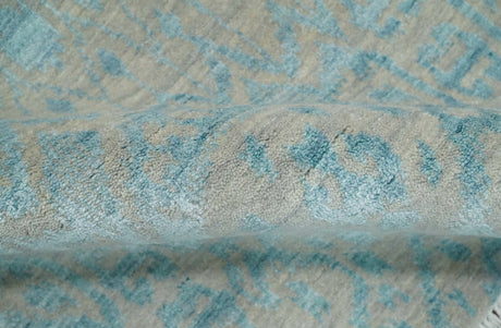 3x8 Fine Hand Knotted Camel and Blue Traditional Persian Style Antique Wool and Silk Rug