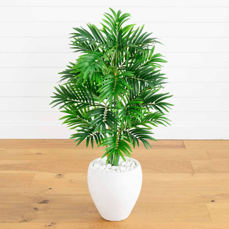 4’ Areca Artificial Palm Tree in White Planter-Parc Decor