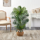 4’ Areca Palm Tree in Boho Chic Handmade Natural Cotton Woven Planter with Tassels UV Resistant-Parc Decor