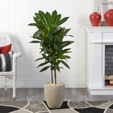 4' Artificial Dracaena Plant in Sand Colored Planter (Real Touch)-Parc Decor
