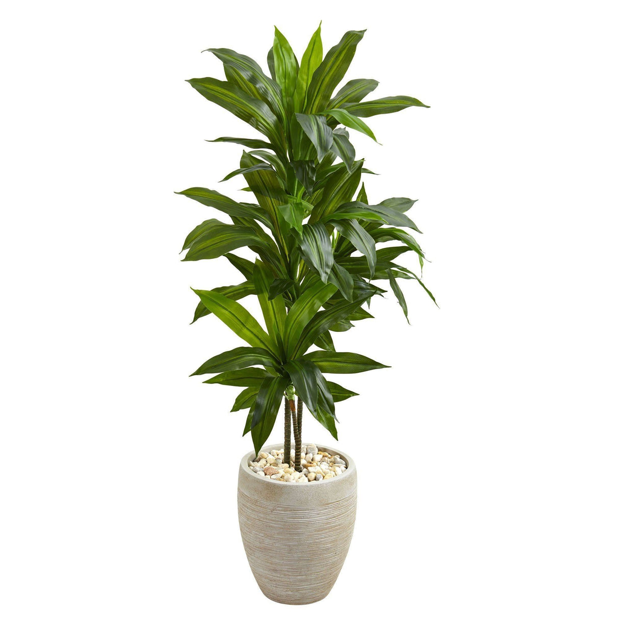 4' Artificial Dracaena Plant in Sand Colored Planter (Real Touch)-Parc Decor