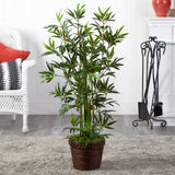 4’ Bamboo Tree in Coiled Rope Planter-Parc Decor