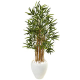 4’ Bamboo Tree in White Oval Planter-Parc Decor
