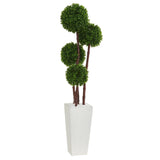 4’ Boxwood Topiary Artificial Tree in Planter (Indoor/Outdoor)-Parc Decor