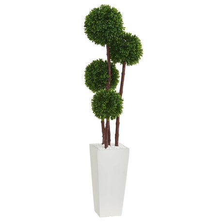 4’ Boxwood Topiary Artificial Tree in Planter (Indoor/Outdoor)-Parc Decor