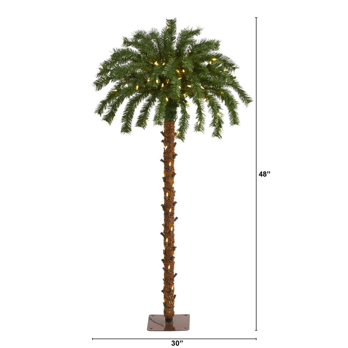 4’ Christmas Palm Artificial Tree with 150 Warm White LED Lights-Parc Decor