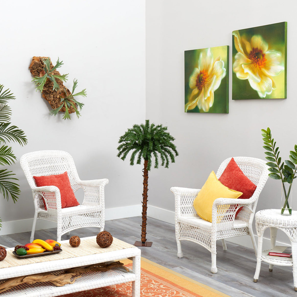 4’ Christmas Palm Artificial Tree with 150 Warm White LED Lights-Parc Decor