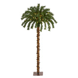 4’ Christmas Palm Artificial Tree with 150 Warm White LED Lights-Parc Decor