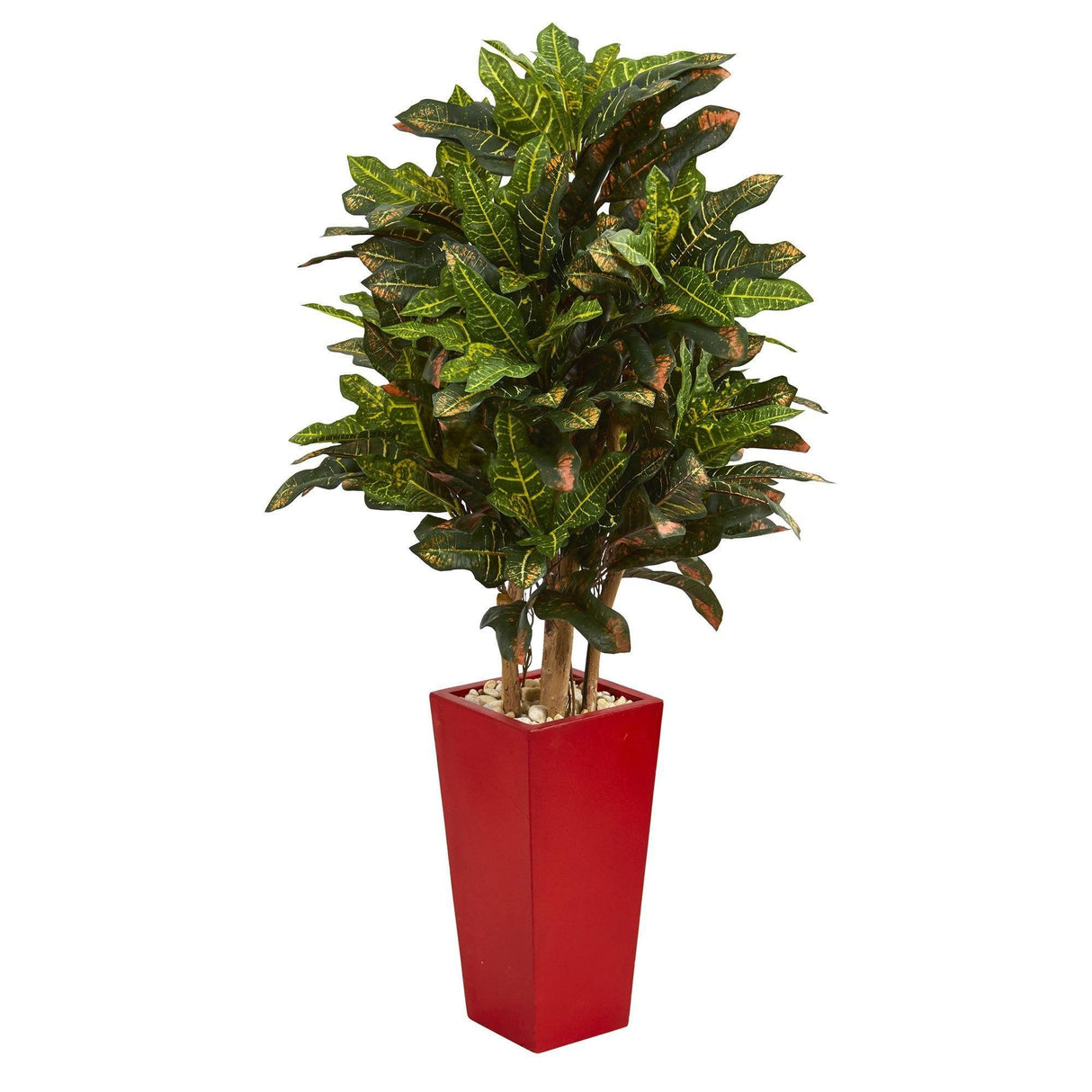 4’ Croton Artificial Plant in Red Planter-Parc Decor