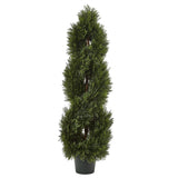 4’ Double Pond Cypress Spiral Topiary UV Resistant (Indoor/Outdoor)-Parc Decor