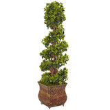 4’ English Ivy Spiral Tree in Metal Planter UV Resistant (Indoor/Outdoor)-Parc Decor