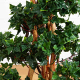 4’ English Ivy Topiary Tree in White Oval Planter UV Resistant (Indoor/Outdoor)-Parc Decor