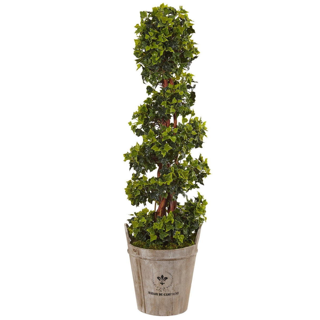 4’ English Ivy Tree in Farmhouse Planter UV Resistant (Indoor/Outdoor)-Parc Decor