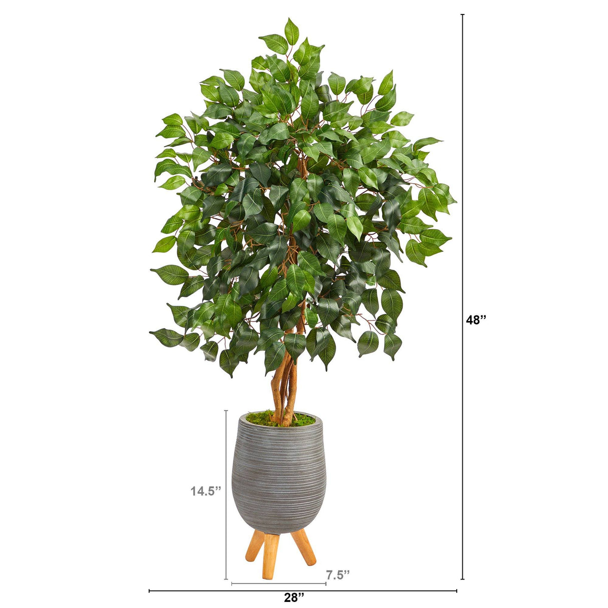 4’ Ficus Artificial Tree in Gray Planter with Stand-Parc Decor