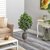 4’ Ficus Artificial Tree in Gray Planter with Stand-Parc Decor