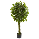 4' Ficus Artificial Tree with Woven Trunk UV Resistant (Indoor/Outdoor)-Parc Decor