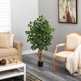 4' Ficus Auriculata Artificial Silk Tree-Parc Decor