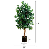 4' Ficus Auriculata Artificial Silk Tree-Parc Decor