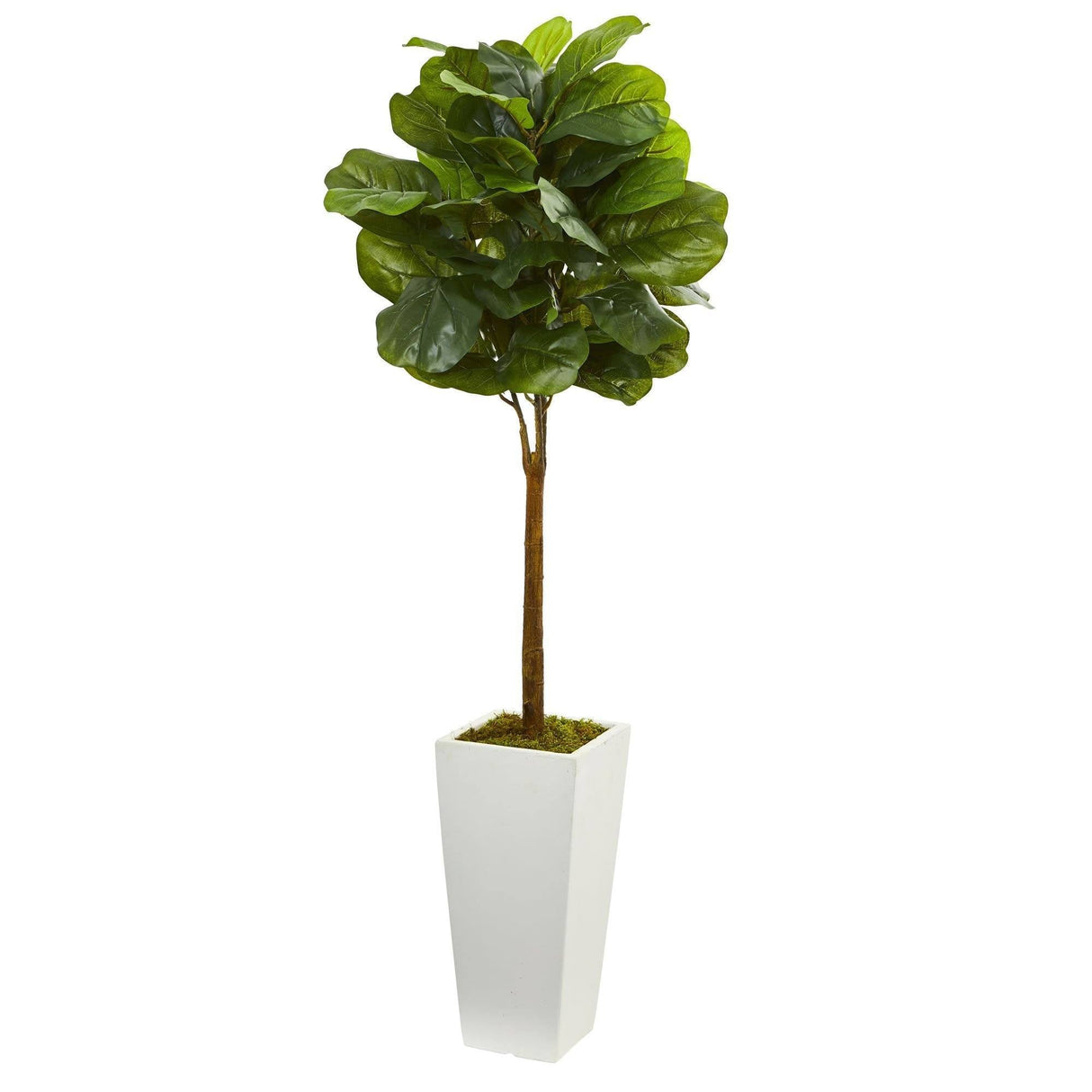 4’ Fiddle Leaf Artificial Tree in White Tower Planter-Parc Decor