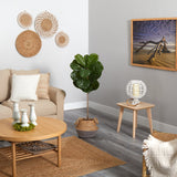 4’ Fiddle Leaf Tree in Boho Chic Handmade Cotton & Jute Gray Woven Planter UV Resistant-Parc Decor