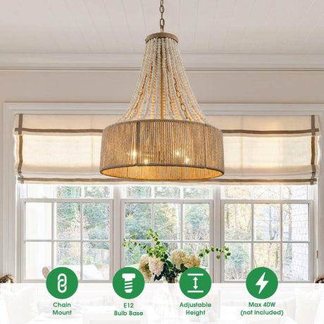 4-Light Golden Farmhouse Dry Rated Chandelier-Parc Decor