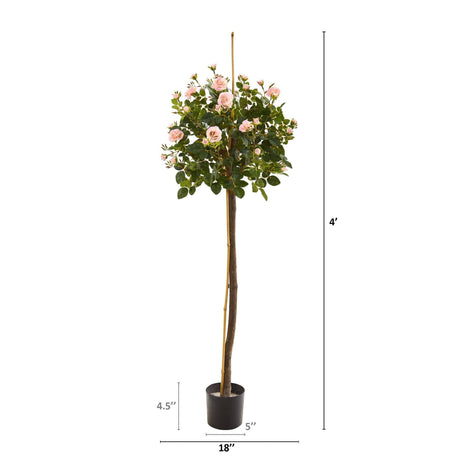 4’ Rose Topiary Artificial Tree-Parc Decor