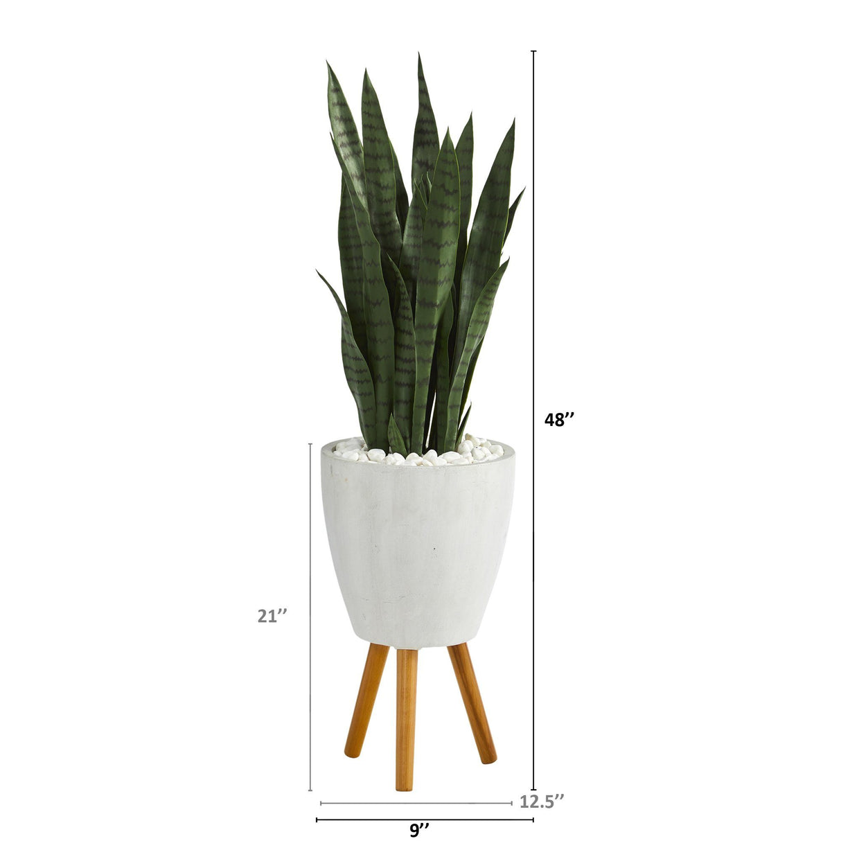 4’ Sansevieria Artificial Plant in White Planter with Stand-Parc Decor