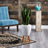 4’ Sansevieria Artificial Plant in White Planter with Stand-Parc Decor