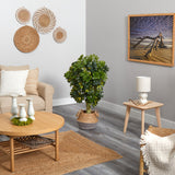 4’ Schefflera Artificial Tree in Boho Chic Handmade Cotton & Jute Gray Woven Planter (Real Touch)-Parc Decor